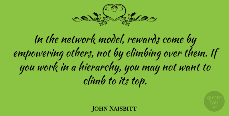 John Naisbitt Quote About Empowering, Network, Rewards, Work: In The Network Model Rewards...