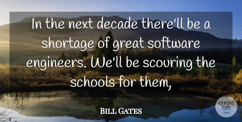Bill Gates Quote About Decade, Great, Next, Schools, Shortage: In The Next Decade Therell...