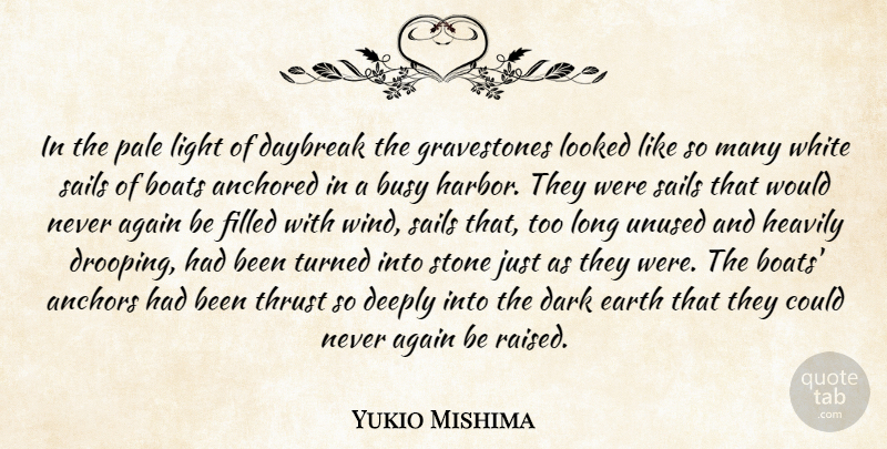 Yukio Mishima Quote About Dark, Light, Anchors: In The Pale Light Of...
