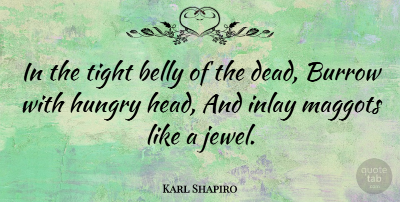 Karl Shapiro Quote About American Poet, Belly, Tight: In The Tight Belly Of...