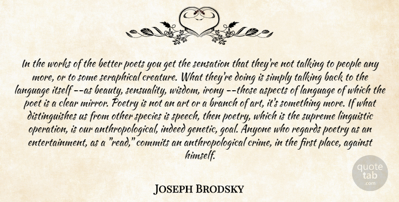 Joseph Brodsky Quote About Against, Anyone, Art, Aspects, Branch: In The Works Of The...
