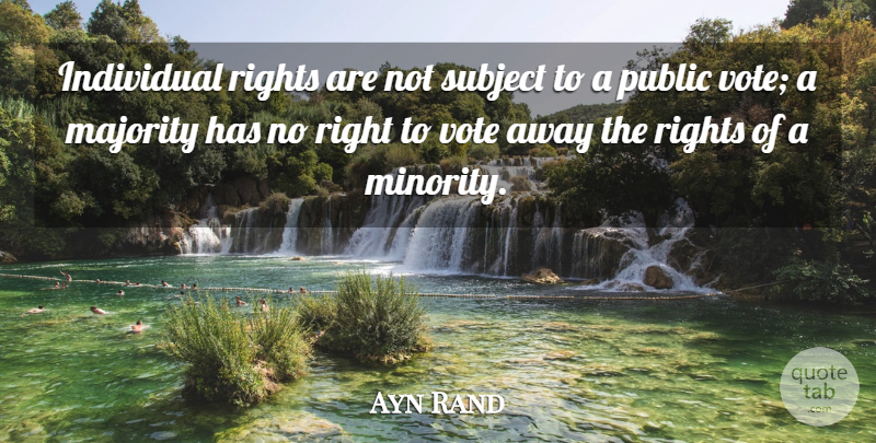 Ayn Rand Quote About Freedom, Rights, Political: Individual Rights Are Not Subject...