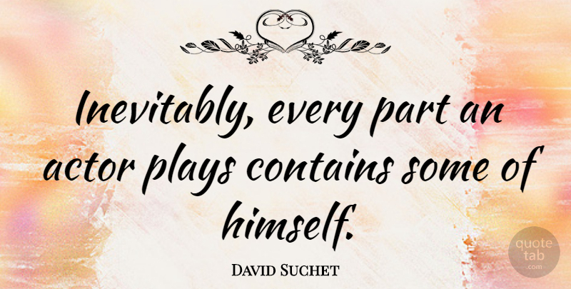 David Suchet Quote About Play, Actors: Inevitably Every Part An Actor...