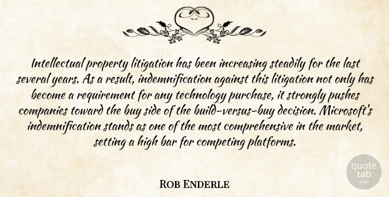 Rob Enderle Quote About Against, Bar, Buy, Companies, Competing: Intellectual Property Litigation Has Been...