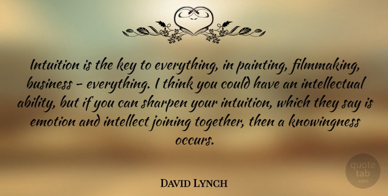 David Lynch Quote About Creativity, Thinking, Keys: Intuition Is The Key To...