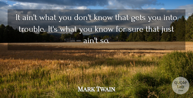 Mark Twain Quote About Motivational, Cute, Truth: It Aint What You Dont...