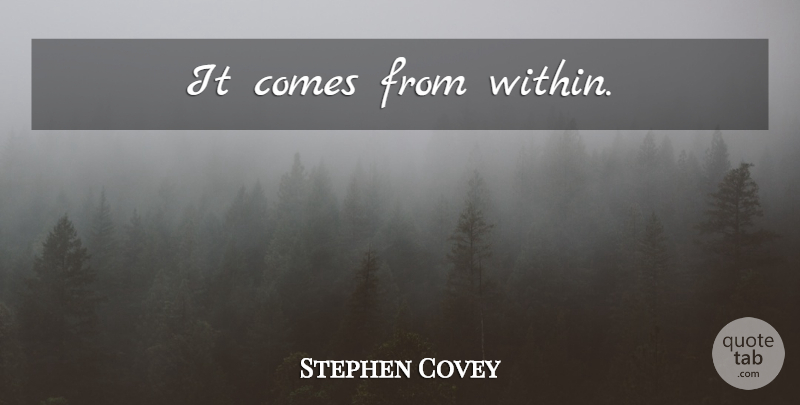 Stephen Covey Quote About Freedom, Empowerment: It Comes From Within...