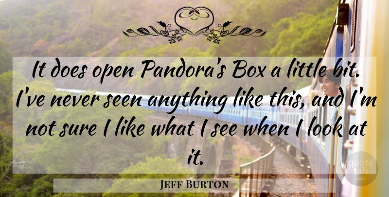 Jeff Burton Quote About Box, Open, Seen, Sure: It Does Open Pandoras Box...