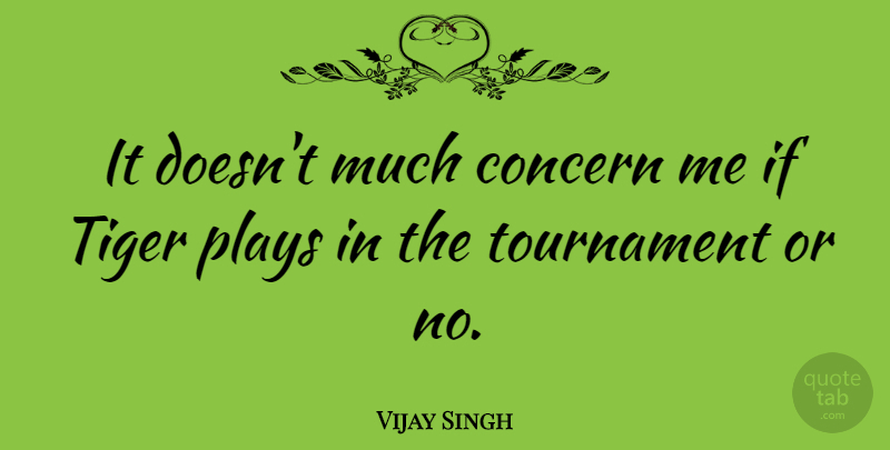 Vijay Singh Quote About Sports, Play, Concern: It Doesnt Much Concern Me...