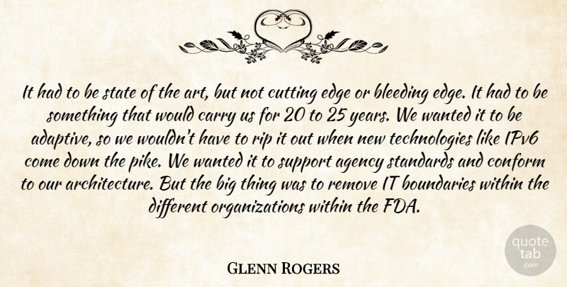Glenn Rogers Quote About Agency, Bleeding, Boundaries, Carry, Conform: It Had To Be State...