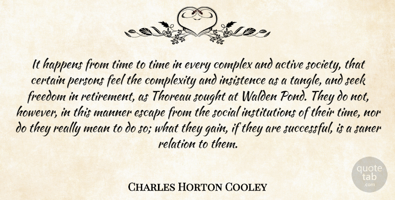 Charles Horton Cooley Quote About Retirement, Mean, Successful: It Happens From Time To...