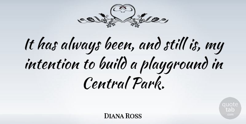 Diana Ross Quote About Central Park, Parks, Intention: It Has Always Been And...
