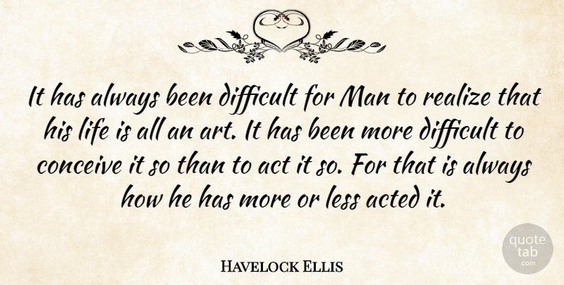 Havelock Ellis Quote About Life, Art, Men: It Has Always Been Difficult...