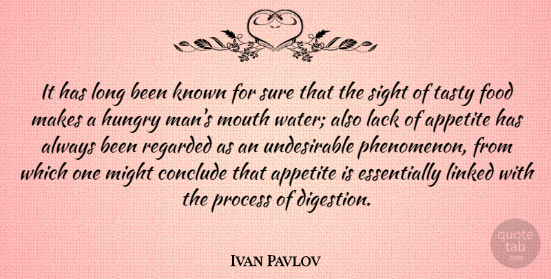 Ivan Pavlov Quote About Men, Sight, Water: It Has Long Been Known...