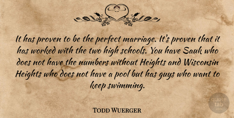 Todd Wuerger Quote About Guys, Heights, High, Numbers, Perfect: It Has Proven To Be...