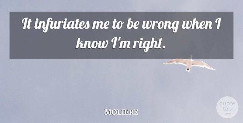 Moliere Quote About Crazy, Mad, Stupidity: It Infuriates Me To Be...