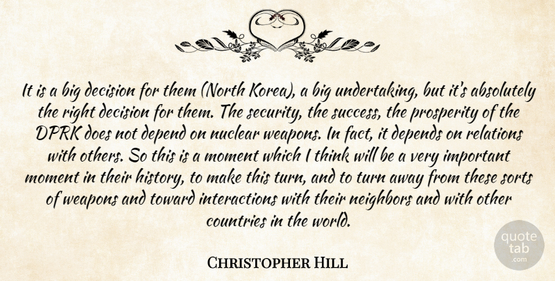 Christopher Hill Quote About Absolutely, Countries, Decision, Depend, Depends: It Is A Big Decision...