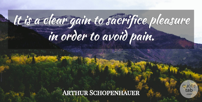Arthur Schopenhauer Quote About Inspirational, Pain, Philosophical: It Is A Clear Gain...
