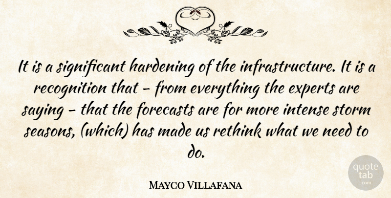 Mayco Villafana Quote About Experts, Forecasts, Intense, Rethink, Saying: It Is A Significant Hardening...