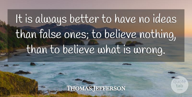 Thomas Jefferson Quote About Believe, Ideas, Atheism: It Is Always Better To...