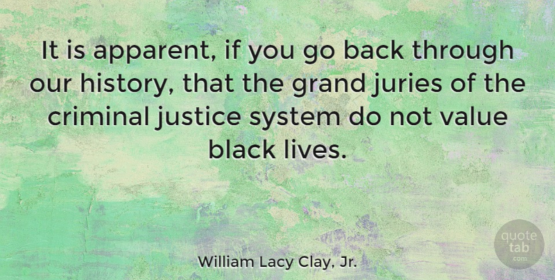 William Lacy Clay, Jr. Quote About Criminal, Grand, History, Juries, System: It Is Apparent If You...