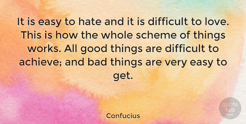 Confucius Quote About Missing Someone, Hate, Love You: It Is Easy To Hate...