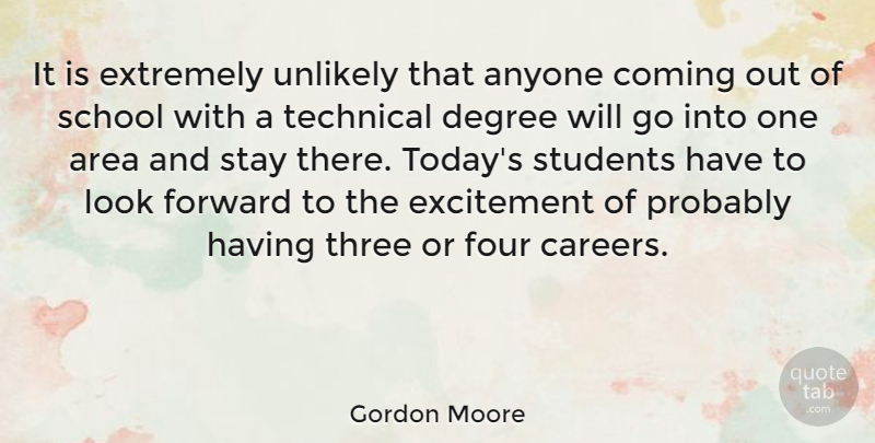 Gordon Moore Quote About School, Technology, Careers: It Is Extremely Unlikely That...