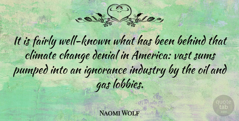 Naomi Wolf Quote About Ignorance, Oil, America: It Is Fairly Well Known...