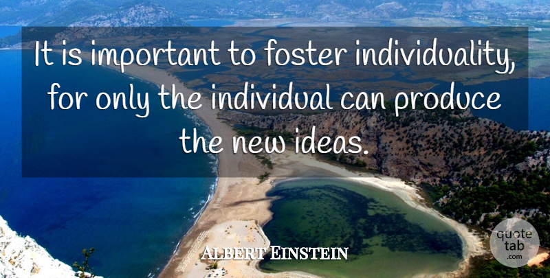 Albert Einstein Quote About Memorable, Ideas, Individuality: It Is Important To Foster...