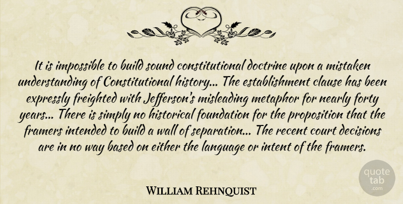 William Rehnquist Quote About Wall, Years, Decision: It Is Impossible To Build...