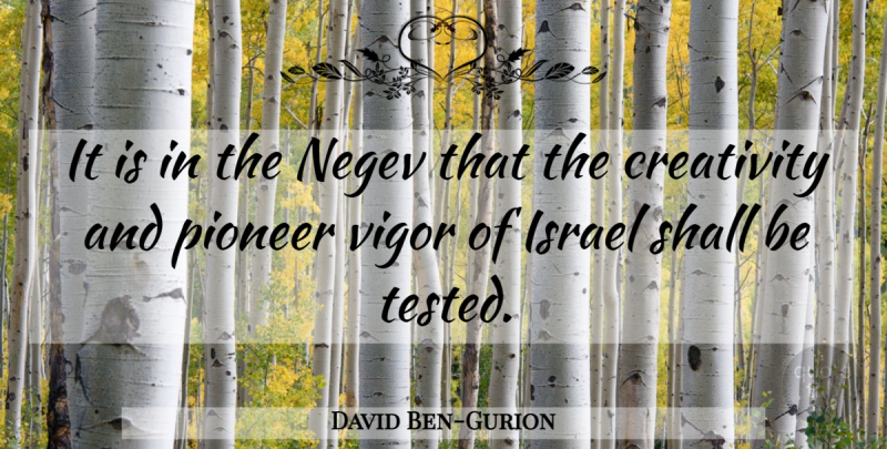 David Ben-Gurion Quote About Creativity, Israel, Vigor: It Is In The Negev...