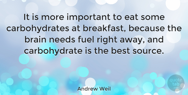 Andrew Weil Quote About Brain, Important, Fuel: It Is More Important To...