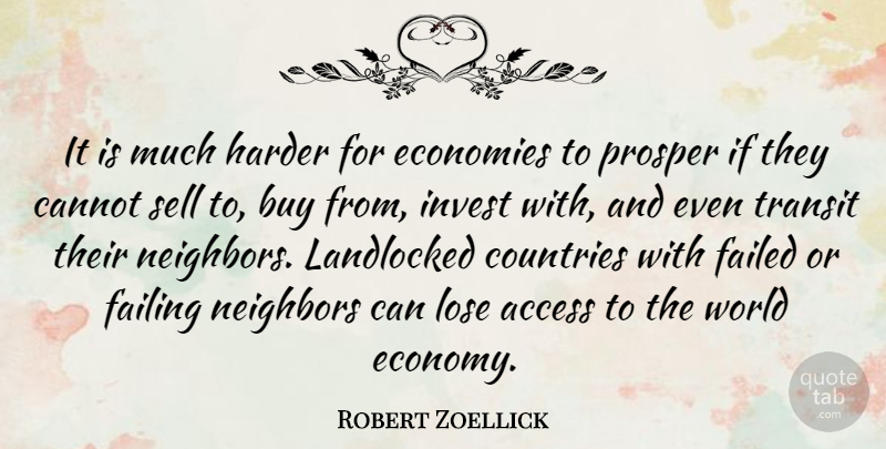 Robert Zoellick Quote About Access, Buy, Cannot, Countries, Economies: It Is Much Harder For...