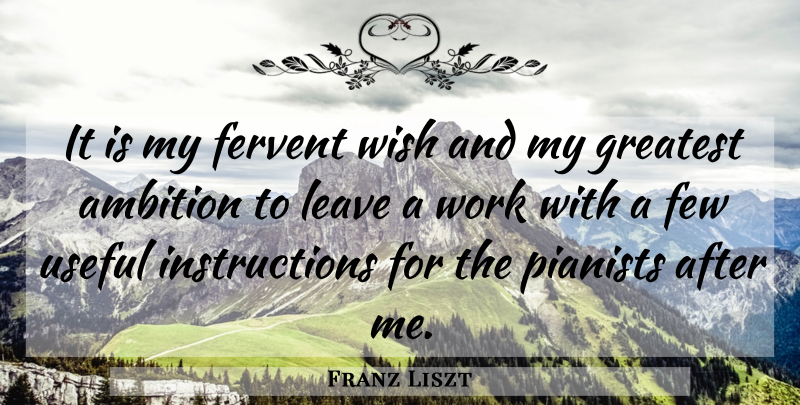 Franz Liszt Quote About Ambition, Wish, Instruction: It Is My Fervent Wish...