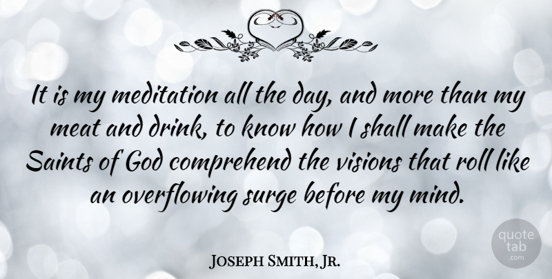 Joseph Smith, Jr. Quote About Meditation, Mind, Vision: It Is My Meditation All...