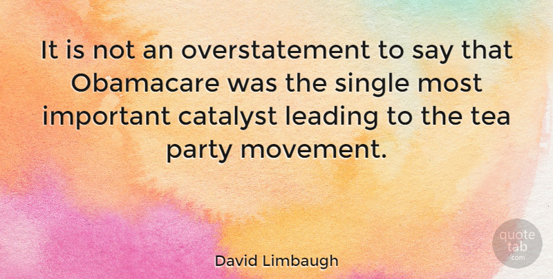 David Limbaugh Quote About Catalyst, Leading, Obamacare: It Is Not An Overstatement...