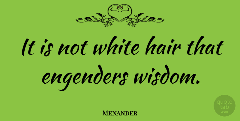 Menander Quote About White, Hair, White Hair: It Is Not White Hair...