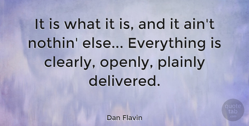 Dan Flavin Quote About It Is What It Is: It Is What It Is...