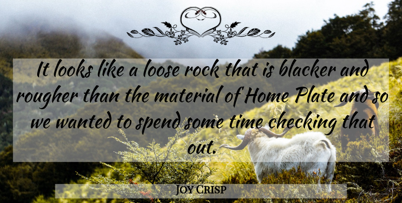 Joy Crisp Quote About Checking, Home, Looks, Loose, Material: It Looks Like A Loose...
