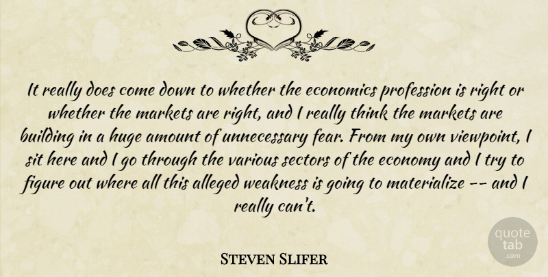 Steven Slifer Quote About Alleged, Amount, Building, Economics, Economy: It Really Does Come Down...