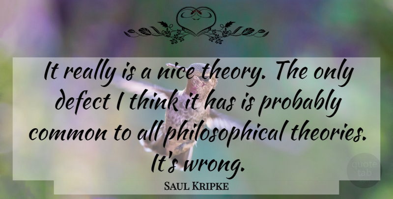 Saul Kripke Quote About Defect, Theory: It Really Is A Nice...