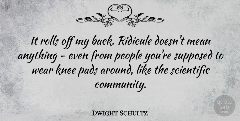 Dwight Schultz Quote About Mean, People, Community: It Rolls Off My Back...