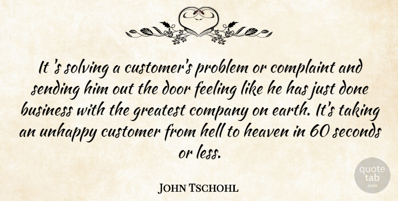 John Tschohl Quote About Business, Company, Complaint, Customer, Door: It S Solving A Customers...