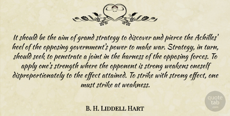 B. H. Liddell Hart Quote About Strong, Military, War: It Should Be The Aim...