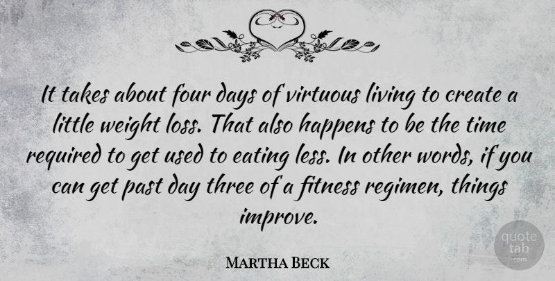 Martha Beck Quote About Create, Days, Eating, Fitness, Four: It Takes About Four Days...