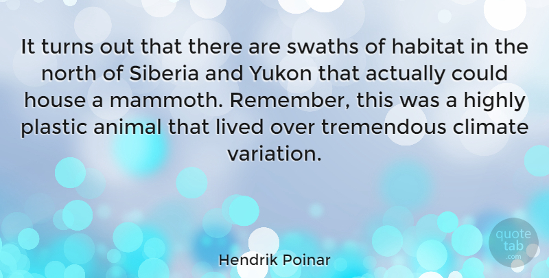 Hendrik Poinar Quote About Climate, Habitat, Highly, Lived, North: It Turns Out That There...