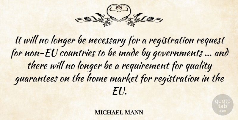 Michael Mann Quote About Countries, Guarantees, Home, Longer, Market: It Will No Longer Be...