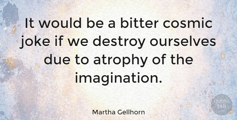 Martha Gellhorn Quote About Imagination, Bitterness, Would Be: It Would Be A Bitter...