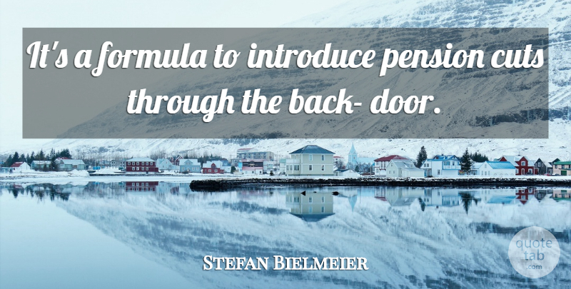 Stefan Bielmeier Quote About Cuts, Formula, Introduce, Pension: Its A Formula To Introduce...
