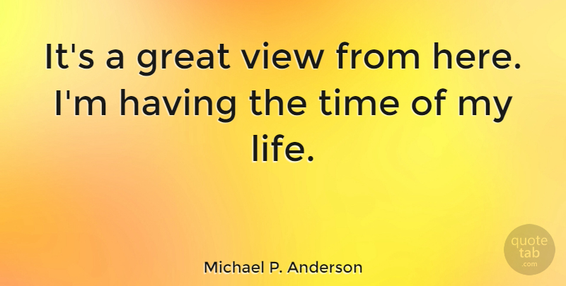 Michael P. Anderson Quote About Great, Life, Time, View: Its A Great View From...